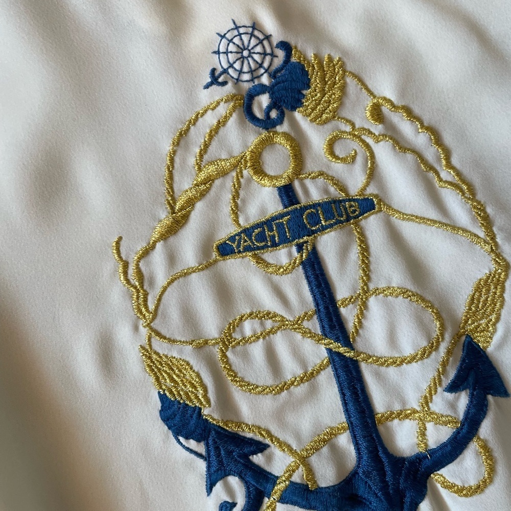 Laura & Jayne Collection Embroidered Nautical Anchor Cream and Navy Top Size 14 - Picture 3 of 6